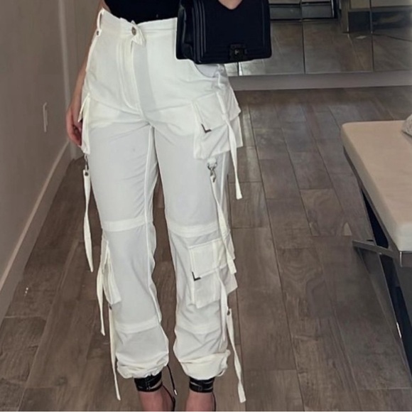 NEW CARGO TROUSERS WITH TASSELS - WHITE - Picture 1 of 2